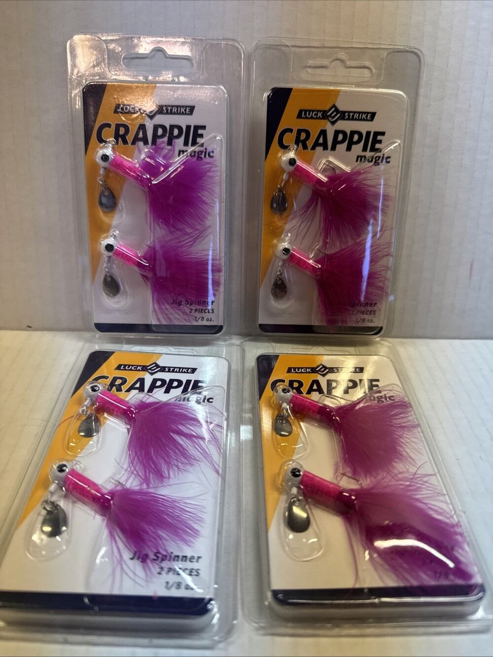 NEW Luck E Strike Small Crappie Magic Jig Packs - x 4 Pink Panfish Kit